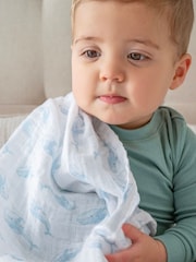 aden + anais Blue Cotton Muslin Blankets 4 Pack - Image 7 of 7