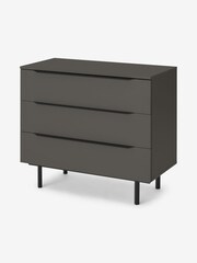 MADE.COM Graphite Grey Damien 3 Drawer Chest of Drawers - Image 1 of 3