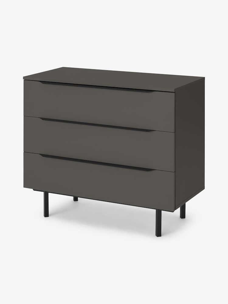 MADE.COM Graphite Grey Damien 3 Drawer Chest of Drawers - Image 1 of 3