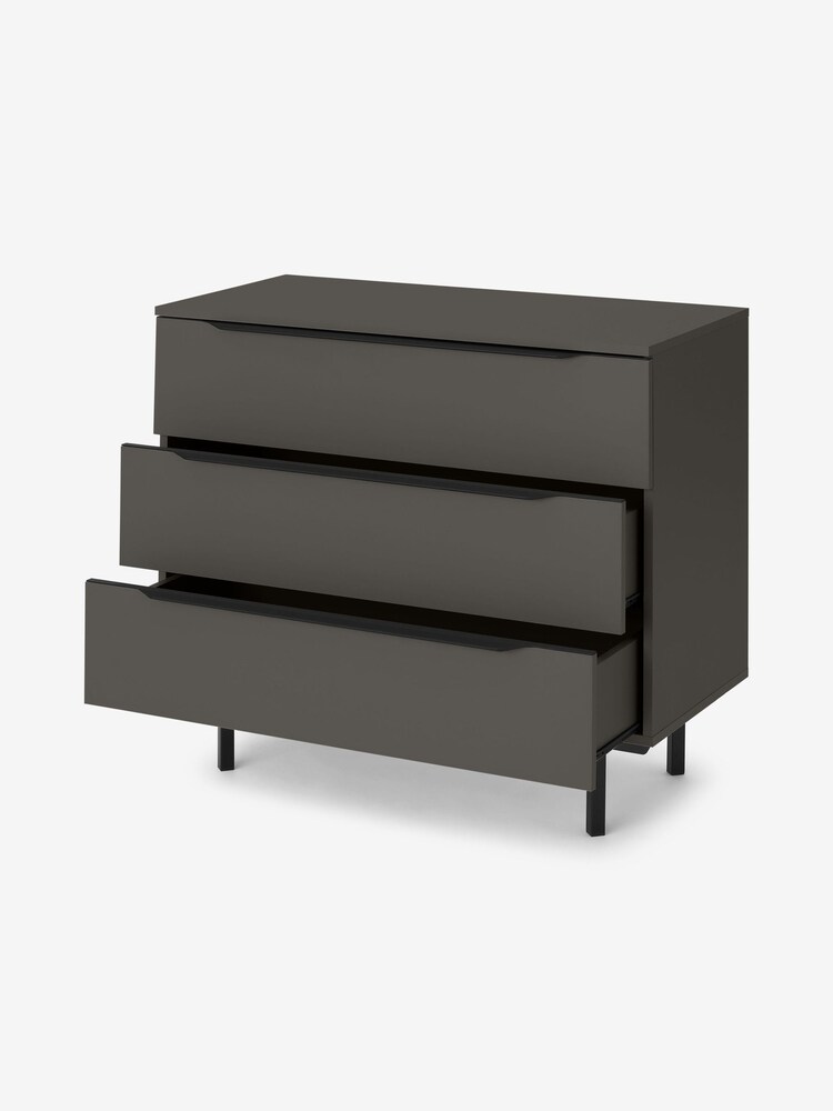 MADE.COM Graphite Grey Damien 3 Drawer Chest of Drawers - Image 2 of 3