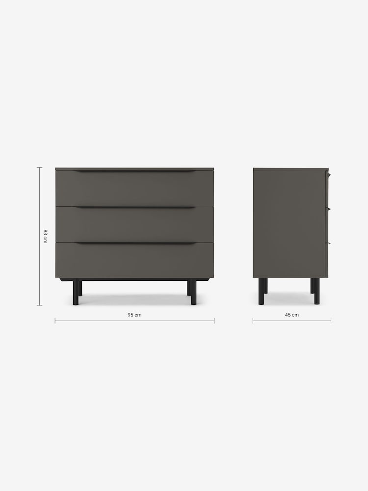 MADE.COM Graphite Grey Damien 3 Drawer Chest of Drawers - Image 3 of 3
