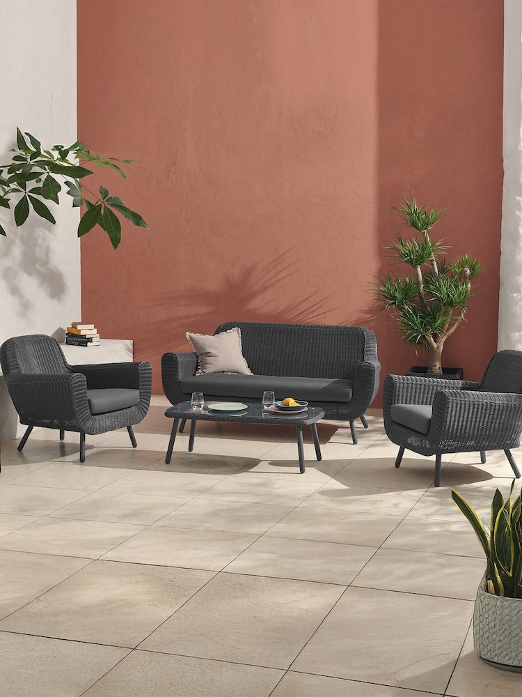MADE.COM Dark Grey Jonah Garden Poly Rattan Lounge Set - Image 1 of 3