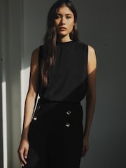 Black Premium Woven Mix Shell Top - Image 1 of 4