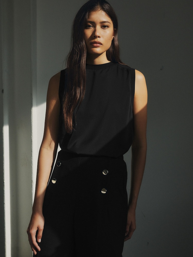Black Premium Woven Mix Shell Top - Image 1 of 4