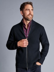 modra - Charles Tyrwhitt jopica z debelim rebrastim ovratnikom in zadrgo - Slika 2 iz 6