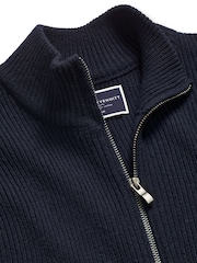 modra - Charles Tyrwhitt jopica z debelim rebrastim ovratnikom in zadrgo - Slika 5 iz 6