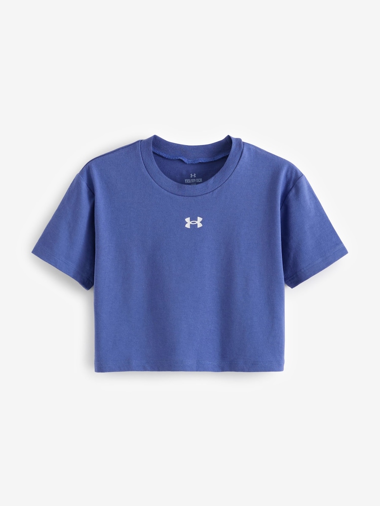 Under Armour Blue/White Crop Sportstyle Logo Short Sleeve T-Shirt - Image 1 of 2