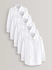 White Slim Fit 5 Pack Long Sleeve Formal School Shirts (3-18yrs) - Image 1 of 8