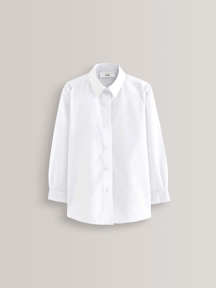 White Slim Fit 5 Pack Long Sleeve Formal School Shirts (3-18yrs) - Image 2 of 8