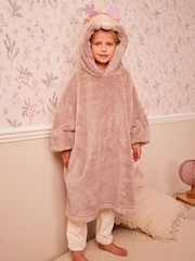 Pink Reindeer Christmas Print Soft Fleece Hooded Blanket (3-16yrs) - Image 1 of 9