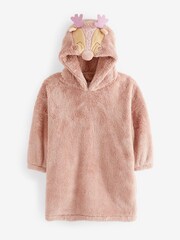 Pink Reindeer Christmas Print Soft Fleece Hooded Blanket (3-16yrs) - Image 7 of 9