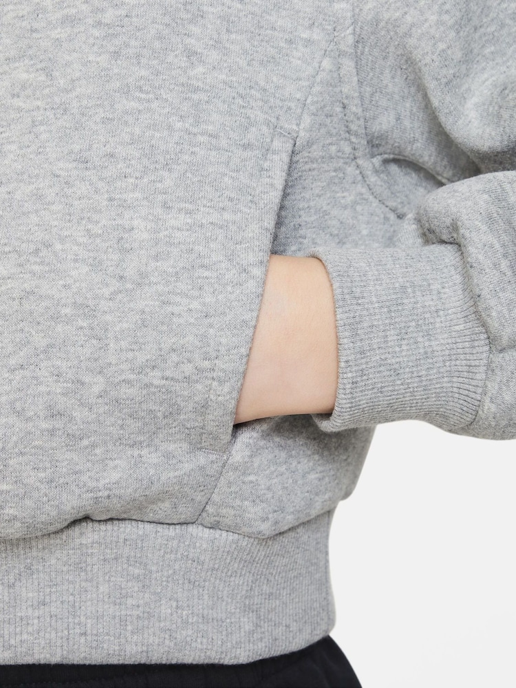 Nike Grey Club Fleece Cropped Hoodie - Image 5 of 5