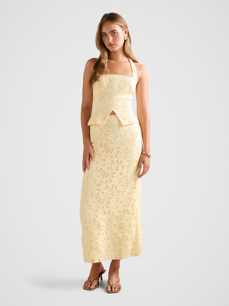 Forever New Yellow Andie Lace Maxi Skirt - Image 5 of 5