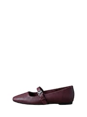Calvin Klein Red Leather Mary Jane Ballerinas - Image 2 of 7