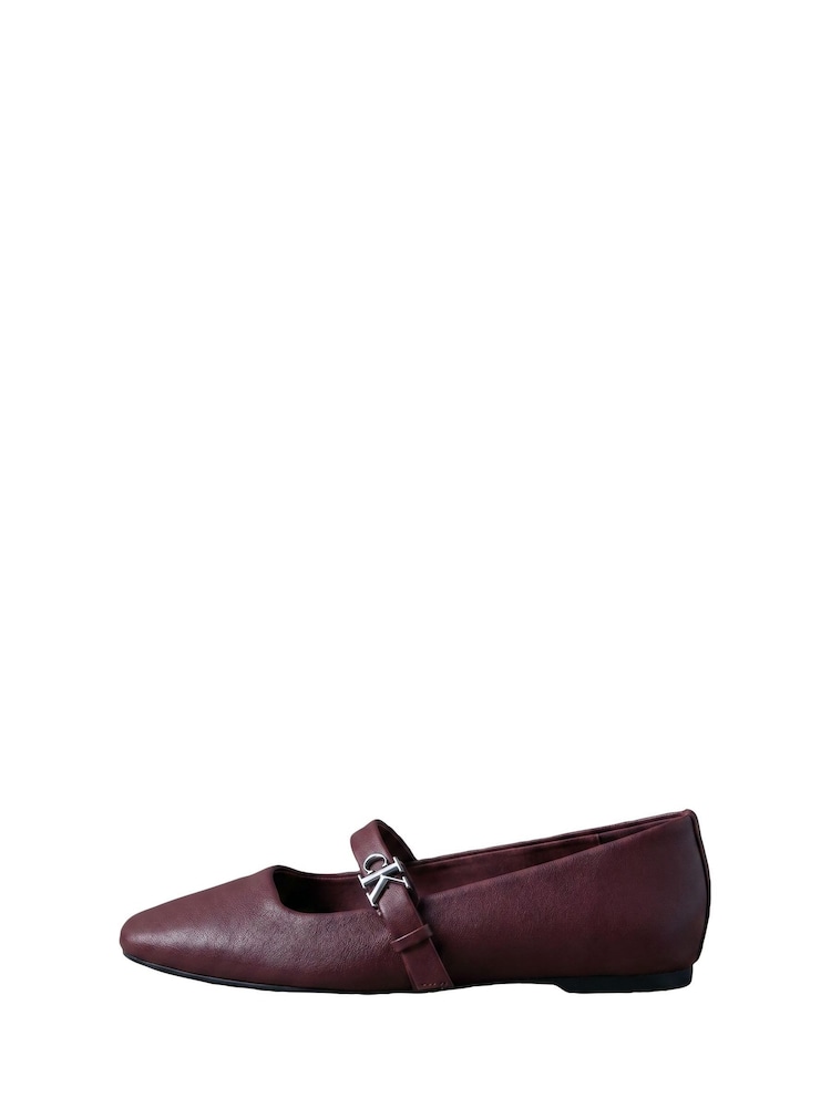 Calvin Klein Red Leather Mary Jane Ballerinas - Image 2 of 7 Calvin Klein Red Leather Mary Jane Ballerinas - Image 2 of 7
