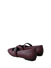 Calvin Klein Red Leather Mary Jane Ballerinas - Image 4 of 7