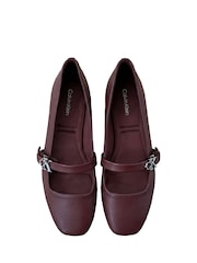 Calvin Klein Red Leather Mary Jane Ballerinas - Image 5 of 7