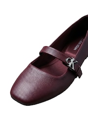 Calvin Klein Red Leather Mary Jane Ballerinas - Image 6 of 7