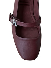 Calvin Klein Red Leather Mary Jane Ballerinas - Image 7 of 7