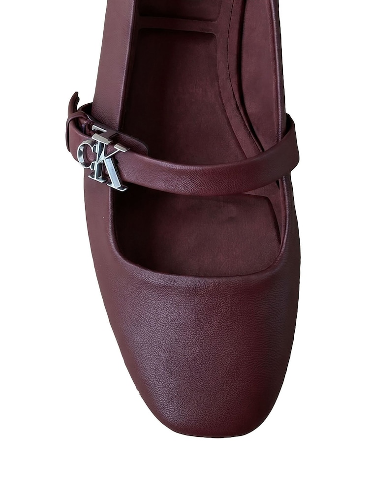 Calvin Klein Red Leather Mary Jane Ballerinas - Image 7 of 7 Calvin Klein Red Leather Mary Jane Ballerinas - Image 7 of 7