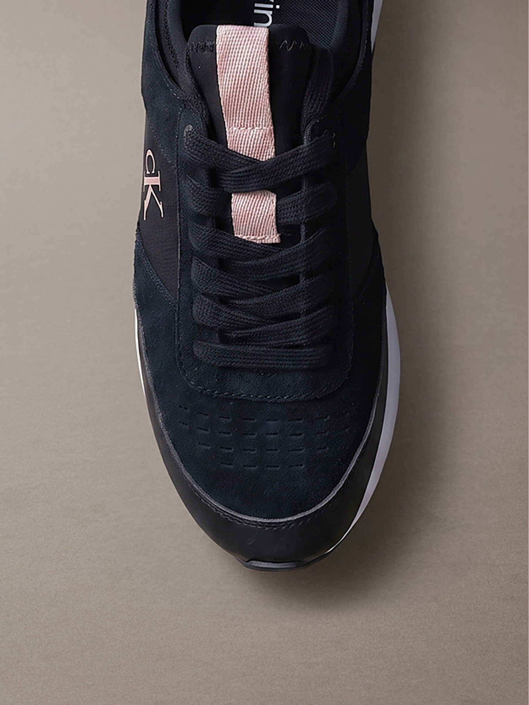 Buy Calvin Klein Black Suede Signature Logo Runner Trainers from Next ...