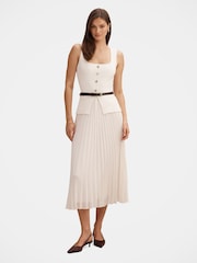 Forever New Cream Delphine Sleeveless Square Neck Dress - Image 1 of 4