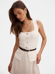 Forever New Cream Delphine Sleeveless Square Neck Dress - Image 3 of 4