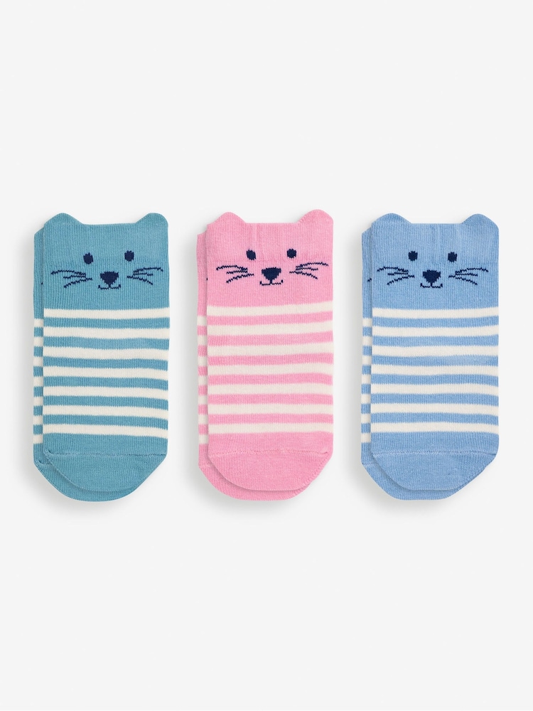 JoJo Maman Bébé Multi 3-Pack Cat Socks - Image 1 of 2
