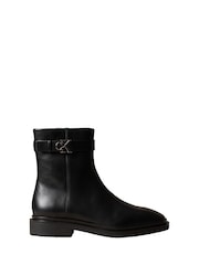 Calvin Klein Black Leather Signature Ankle Boots - Image 1 of 6