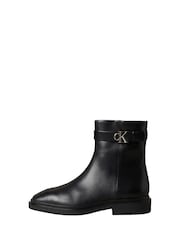 Calvin Klein Black Leather Signature Ankle Boots - Image 2 of 6