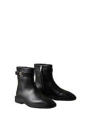 Calvin Klein Black Leather Signature Ankle Boots - Image 3 of 6