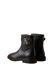 Calvin Klein Black Leather Signature Ankle Boots - Image 4 of 6