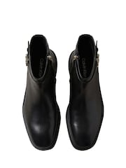 Calvin Klein Black Leather Signature Ankle Boots - Image 5 of 6