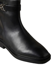 Calvin Klein Black Leather Signature Ankle Boots - Image 6 of 6
