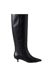 Calvin Klein Leather Kitten Heel Knee Boots - Slika 2 od 7