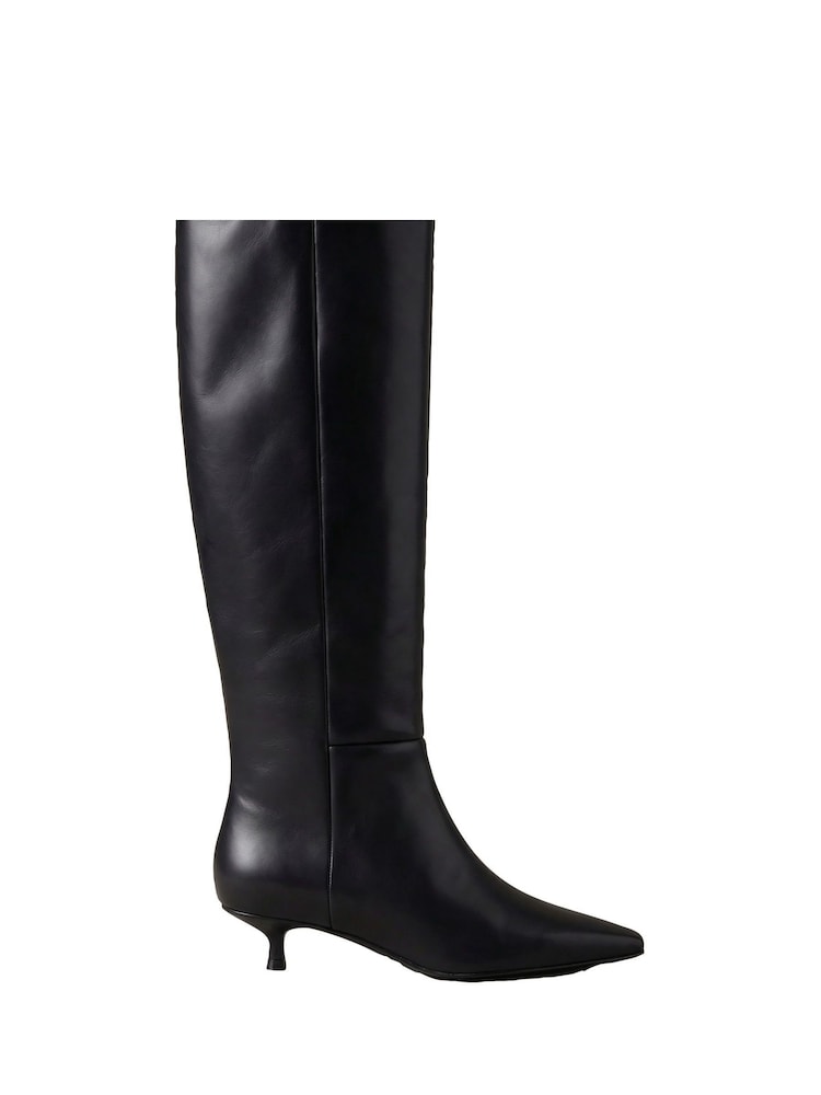 Calvin Klein Leather Kitten Heel Knee Boots - Slika 2 od 7