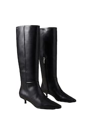 Calvin Klein Leather Kitten Heel Knee Boots - Slika 3 od 7