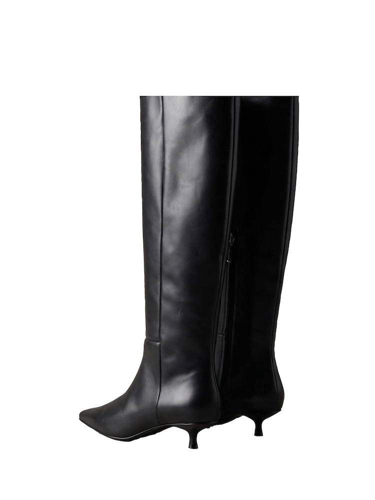 Calvin Klein Leather Kitten Heel Knee Boots - Slika 7 od 7