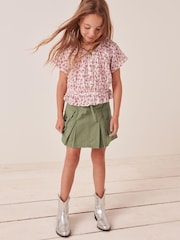 Roza in bel droben potisk - Teksturiran zmečkan bardot top (3-16yrs) - Slika 2 iz 7