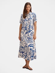 Forever New Blue Darcy Printed Seamed Midi Skirt Contains Linen - Image 5 of 5