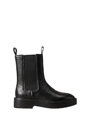 Calvin Klein Black Leather Stacked Heel Chelsea Boots - Image 1 of 6