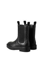 Calvin Klein Black Leather Stacked Heel Chelsea Boots - Image 4 of 6