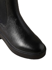 Calvin Klein Black Leather Stacked Heel Chelsea Boots - Image 6 of 6
