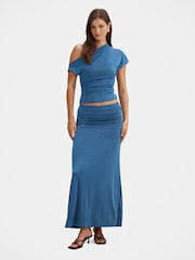 Forever New Blue Arabella Flute Maxi Skirt - Image 4 of 5