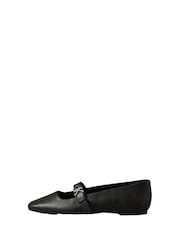Calvin Klein Black Leather Mary Jane Ballerinas - Image 2 of 6