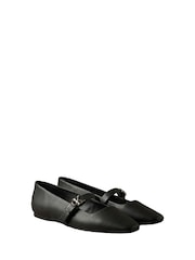 Calvin Klein Black Leather Mary Jane Ballerinas - Image 3 of 6