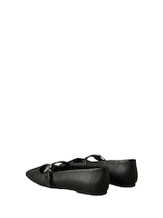 Calvin Klein Black Leather Mary Jane Ballerinas - Image 4 of 6