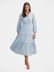Forever New Blue Nala Embroidered Midi Dress - Image 1 of 4