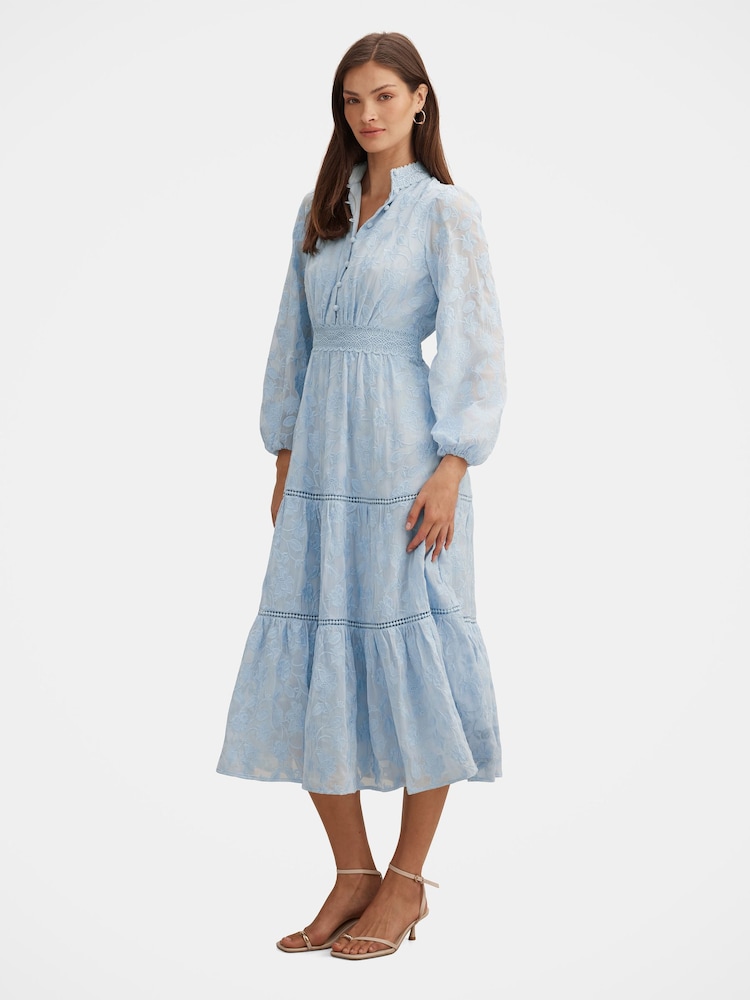 Forever New Blue Nala Embroidered Midi Dress - Image 4 of 4