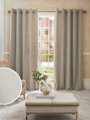 Pebble Natural Sumptuous Velvet Eyelet Lined Curtains - Image 1 of 5